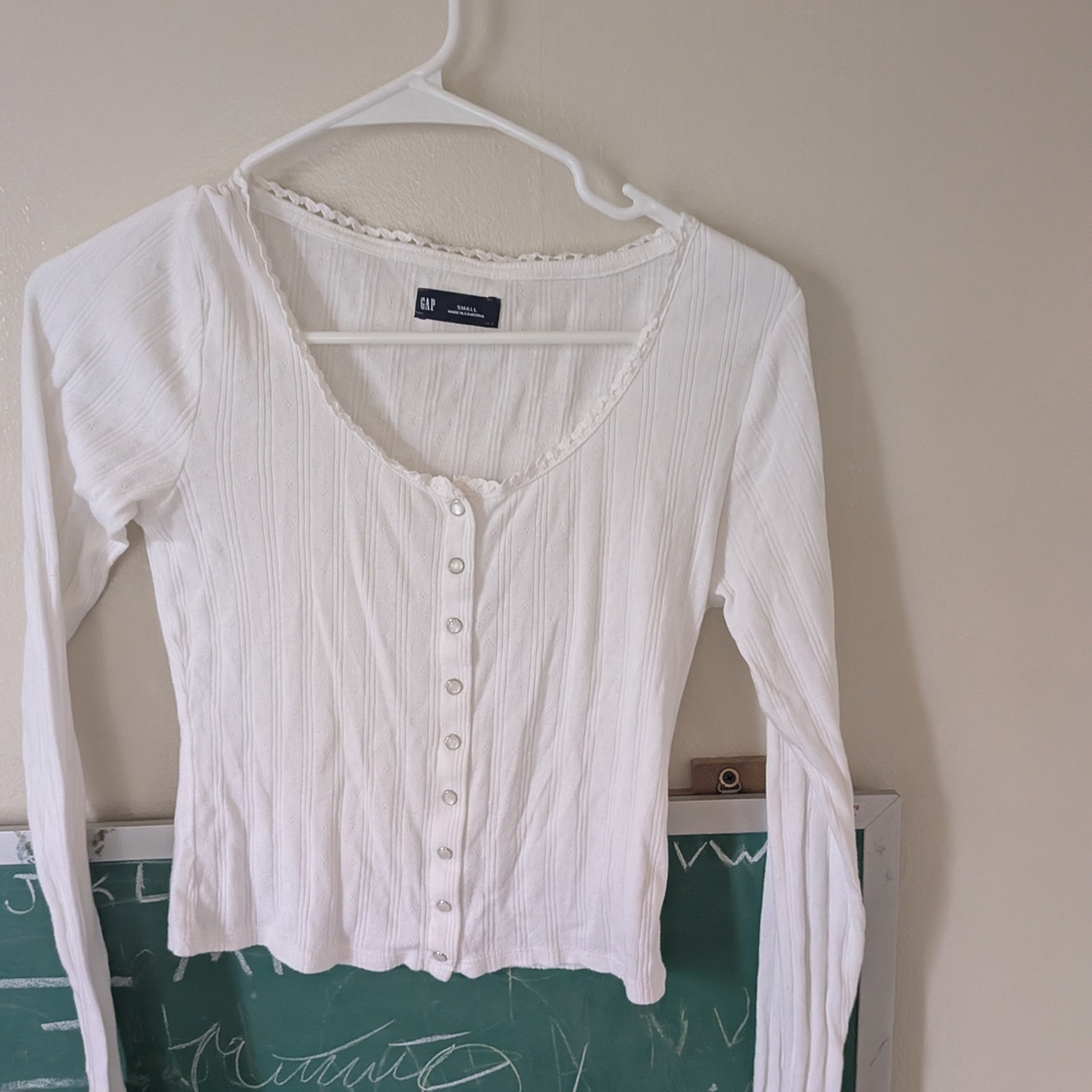 GAP Women's Cream Button-Up Cardigan